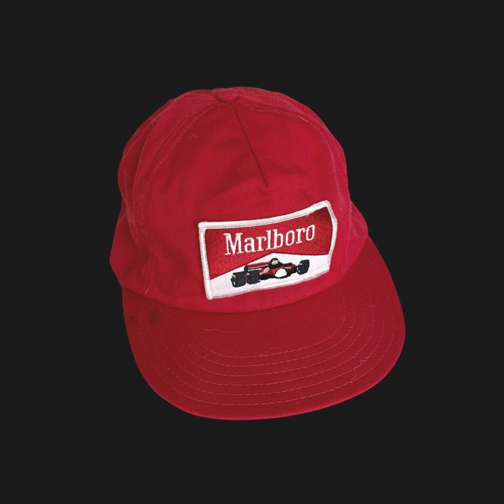 80's Marlboro Racing F1 Formula 1 Snapback Hat Red Trucker Cap Mens